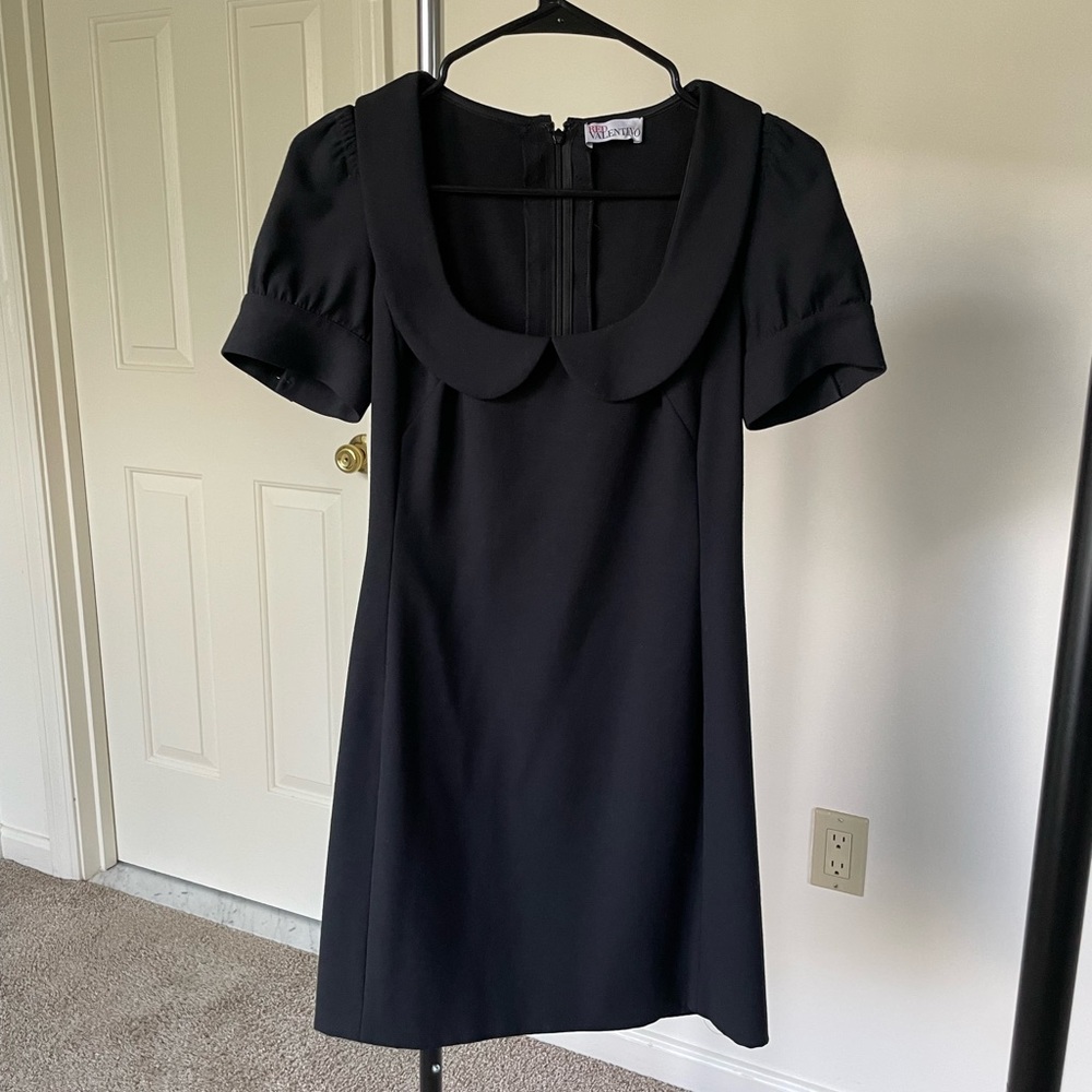 RED Valentino Black Mini Dress with Peter Pan Collar